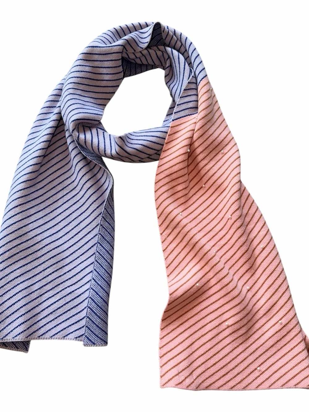 NWT Lele  Oversized Two-Tone Pearl Saturday Stripe Ribbed Scarf 97.5